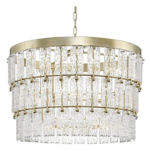 9 Light Gilded Sliver Clear Pressed Glass Modern Organic Style Chandelier Light Fixture 1