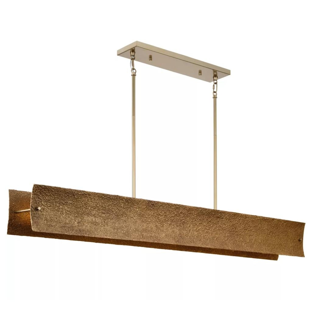 8 Light Soft Gold Finish Foundry Gold Accent Linear Chandelier Light Fixture 1