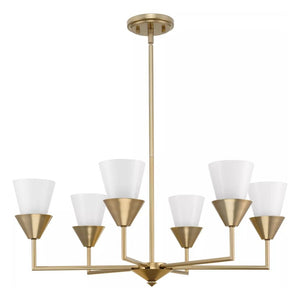 6 Light Soft Gold Gloss Finish Opal Glass Cone Pinellas Collection Chandelier Light Fixture 1