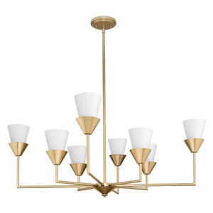 8 Light Soft Gold Gloss Finish Opal Glass Cone Pinellas Collection Chandelier Light Fixture 1