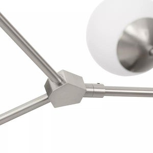 6 Light Brushed Nickel Etched Opal Glass Shade Chandelier Light Fixture 3