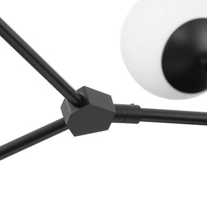 6 Light Matte Black Etched Opal Glass Shade Chandelier Light Fixture 3