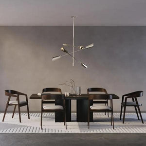 6 Light Brushed Nickel Metal Cone Cornett Collection Chandelier Light Fixture 3