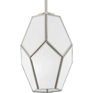 1 Light Brushed Nickel White Art Glass Shade Dimmable Pendant Light Fixture 2
