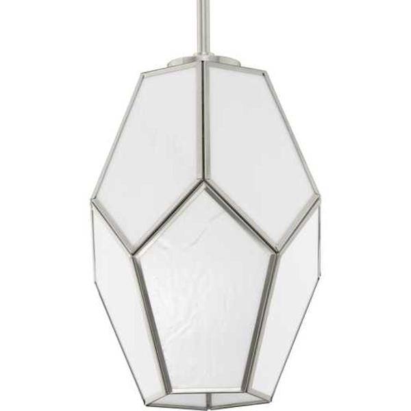 1 Light Brushed Nickel White Art Glass Shade Dimmable Pendant Light Fixture 2