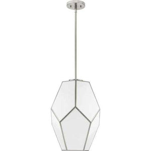 1 Light Brushed Nickel White Art Glass Shade Dimmable Pendant Light Fixture 1