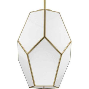 1 Light Vintage Gold White Art Glass Shade Dimmable Pendant Light Fixture 2
