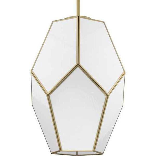 1 Light Vintage Gold White Art Glass Shade Dimmable Pendant Light Fixture 2