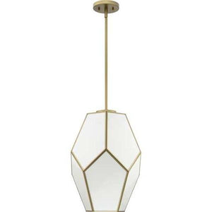 1 Light Vintage Gold White Art Glass Shade Dimmable Pendant Light Fixture 1