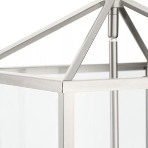 4 Light Brushed Nickel Clear Tempered Glass Panels Hall & Foyer Pendant Light Fixture 2