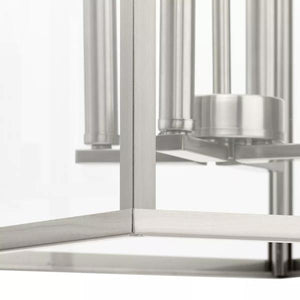 4 Light Brushed Nickel Clear Tempered Glass Panels Hall & Foyer Pendant Light Fixture 3