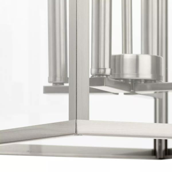 4 Light Brushed Nickel Clear Tempered Glass Panels Hall & Foyer Pendant Light Fixture 3