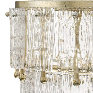 3 Light Silver Ridge Finish Clear Pressed Glass Modern Organic Style Brandywine Collection Pendant Light Fixture 2