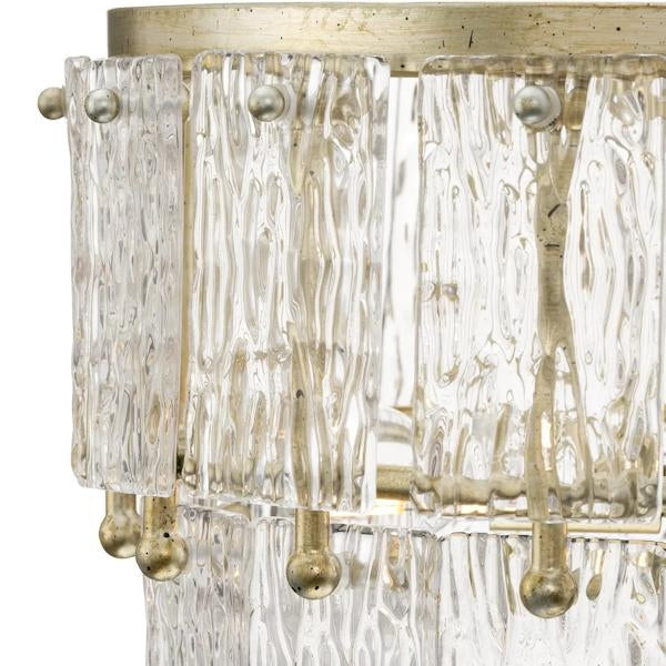 3 Light Silver Ridge Finish Clear Pressed Glass Modern Organic Style Brandywine Collection Pendant Light Fixture 2