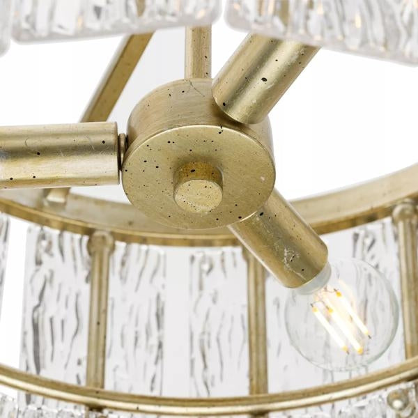 3 Light Silver Ridge Finish Clear Pressed Glass Modern Organic Style Brandywine Collection Pendant Light Fixture 3