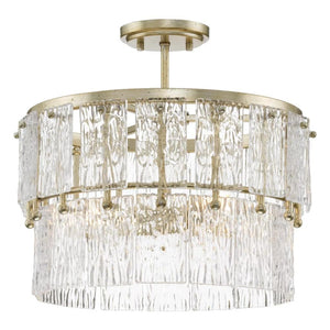 3 Light Silver Ridge Finish Clear Pressed Glass Modern Organic Style Brandywine Collection Pendant Light Fixture 1