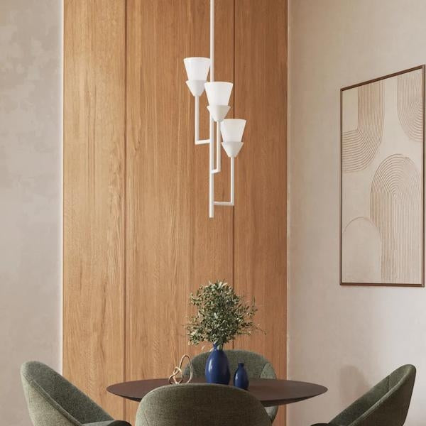 3 Light White Plaster Contemporary Style Pendant Light Fixture 4