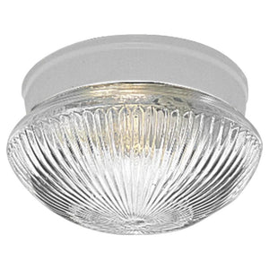 1 Light White Finish White Clear Prismatic Glass Bowl Ceiling Light Fixture 1