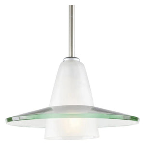 1 Light Brushed Nickel Clear and Etched Glass Shade Pendant Light Fixture 1