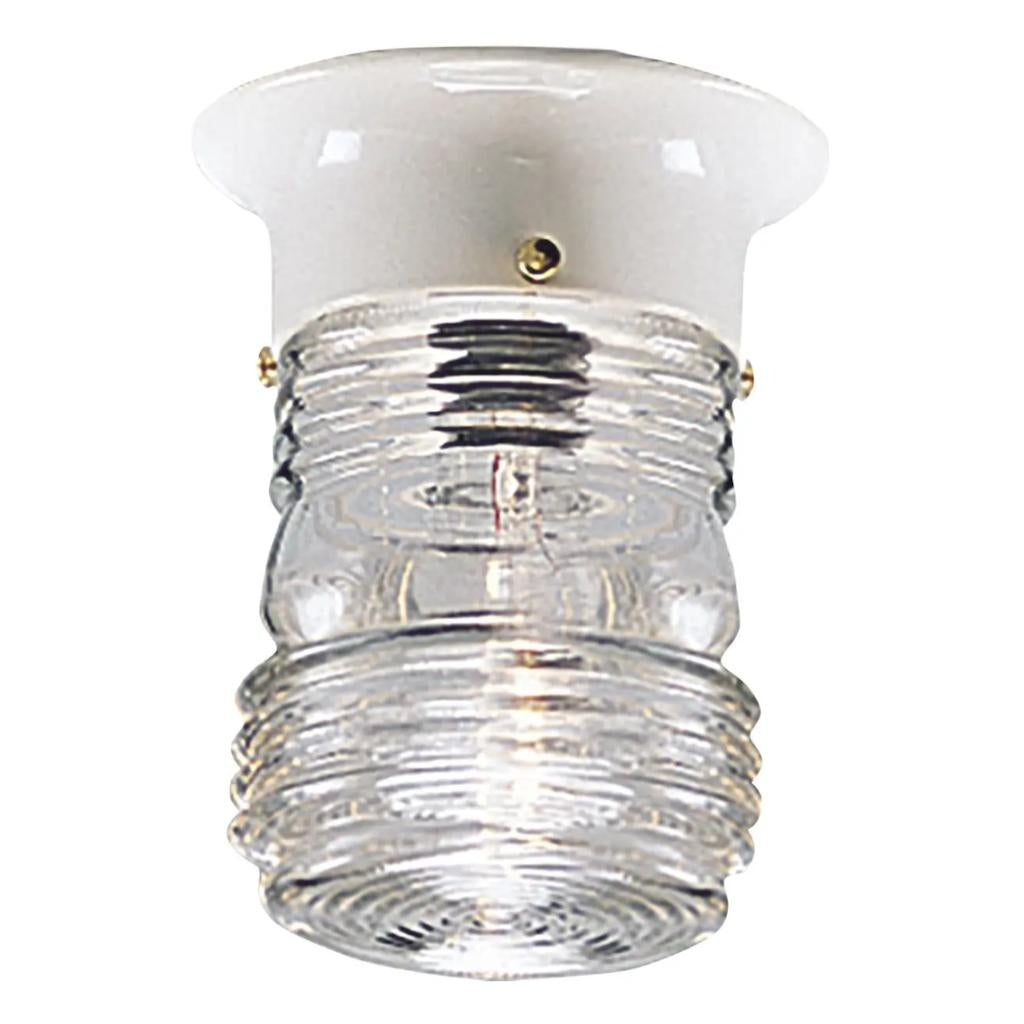 1 Light White Finish Clear Marine Glass Utility Lantern Light Fixture 1
