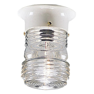 1 Light White Finish Clear Marine Glass Utility Lantern Light Fixture 1