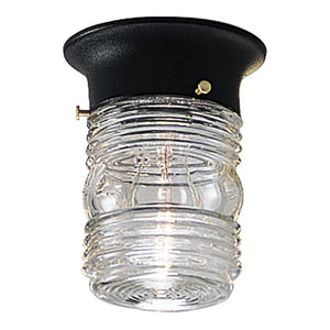 1 Light Black Finish Clear Marine Glass Utility Lantern Light Fixture 1