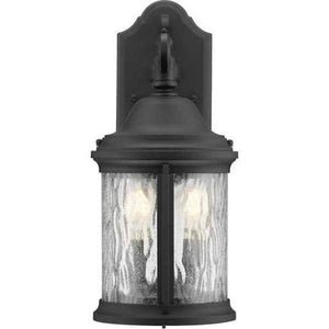 2 Light Black with Clear Curved Seeded Glass Ashmore Wall Light Fixture 4