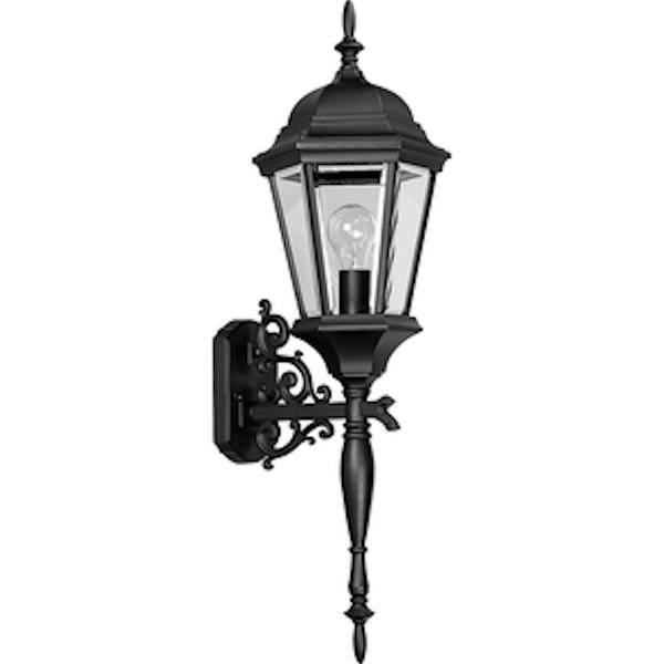 1 Light Black with Clear Beveled Glass Wall Light Fixture 1