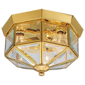 3 Light 120 volt Polished Brass Clear Beveled Glass Ceiling Light Fixture 1