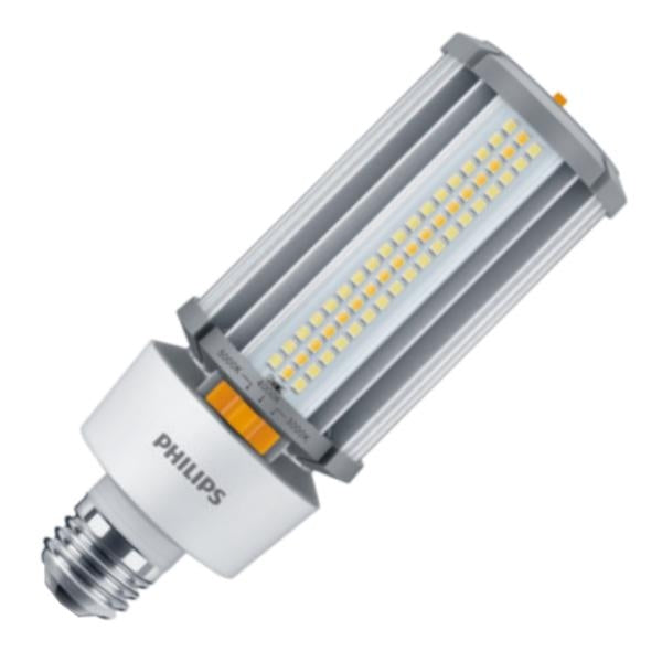Selectable watt 120/277 volt Corncob Medium Screw Base CCT Selectable Clear Step Dimming Ballast Bypass / Direct Wire Dimmable LED 1