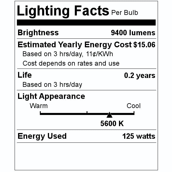 125 watt 80 volt 5600K Metal Halide 2
