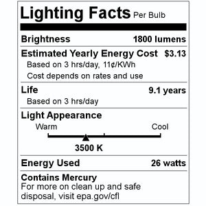 26 watt PL-C 2-Pin Base 3500K Natural White CFL 2