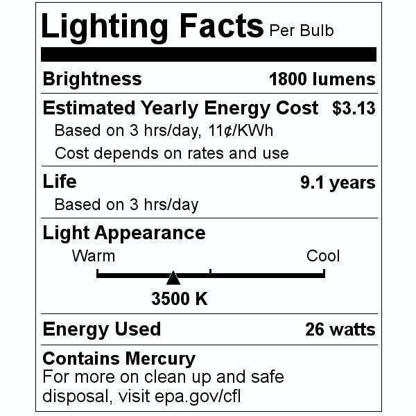 26 watt PL-C 2-Pin Base 3500K Natural White CFL 2