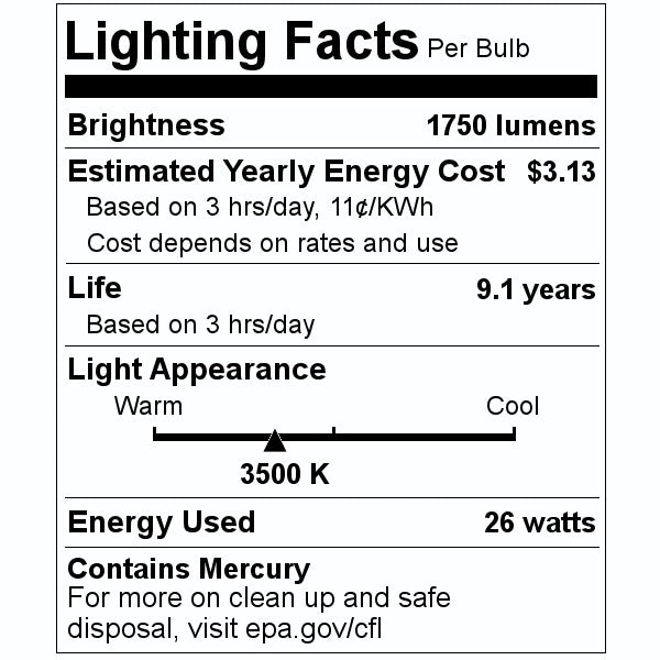 26 watt 120 volt PL-T 4-Pin Base 3500K Natural White Dimmable CFL 2