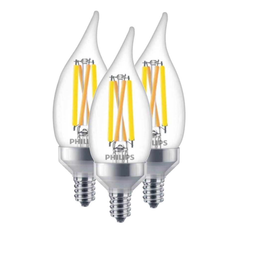 5.5 watt 120 volt BA11 Candelabra Screw Base Medium Screw Base Adapter 5000K Daylight LED Light Bulb (3 Pack) 1