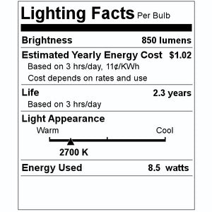 8.5 watt 120 volt PAR30 Medium Screw Base 2700K Warm White LED Light Bulb 2