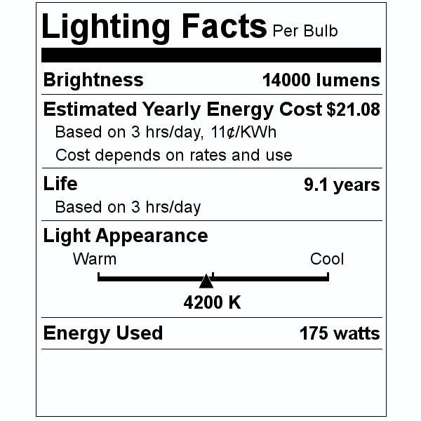 175 watt ED28 Mogul Screw Base 4200K Cool White Clear Metal Halide 2