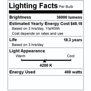 400 watt ED37 Mogul Screw Base 4200K Cool White Clear Metal Halide 2
