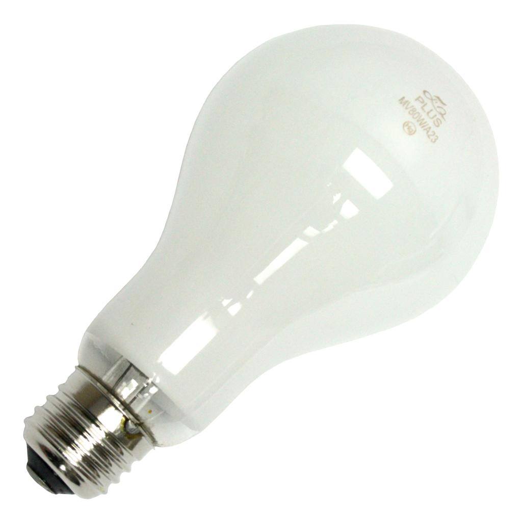 80 watt A23 Medium Screw Base 3900K Natural White White Mercury Vapor 1