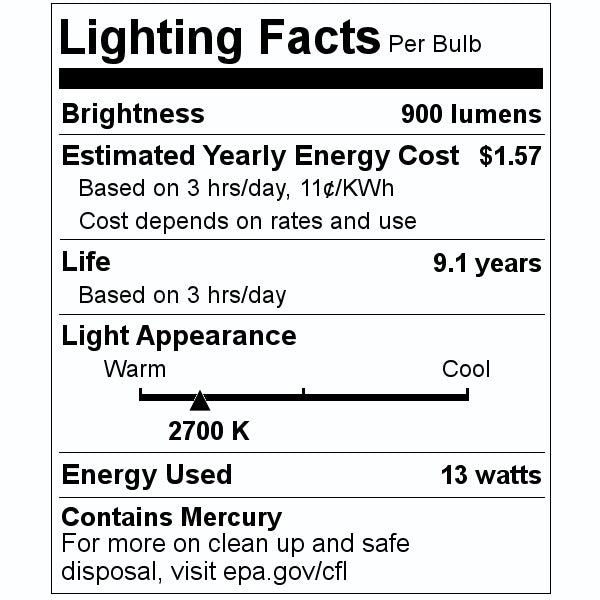 13 watt T4 4-Pin Base 2700K Warm White CFL 2