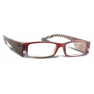 LED Brown Stripe Frame +2.50 Lighted Reading Glasses 1