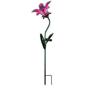 33" x 9" Pink Tiger Lily Garden Stake Solar LED Light 2