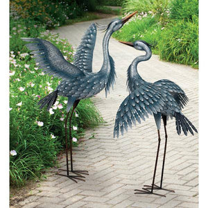 47" Metal Blue Heron Wings Up Decor 2