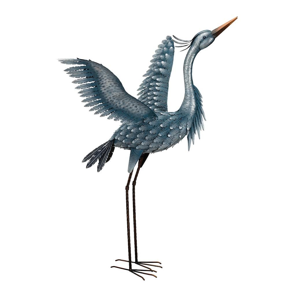 47" Metal Blue Heron Wings Up Decor 1