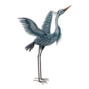 47" Metal Blue Heron Wings Up Decor 1