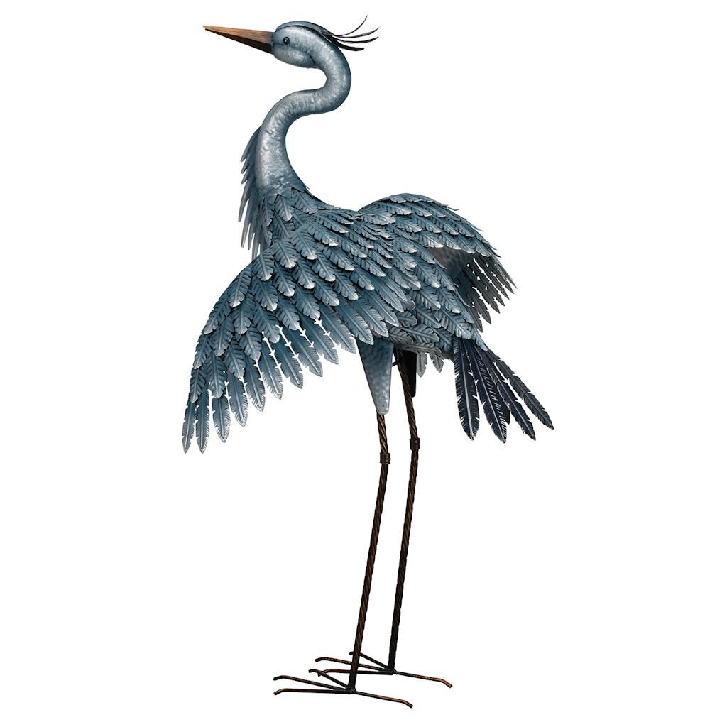 41" Metal Blue Heron Wings Out Decor 1