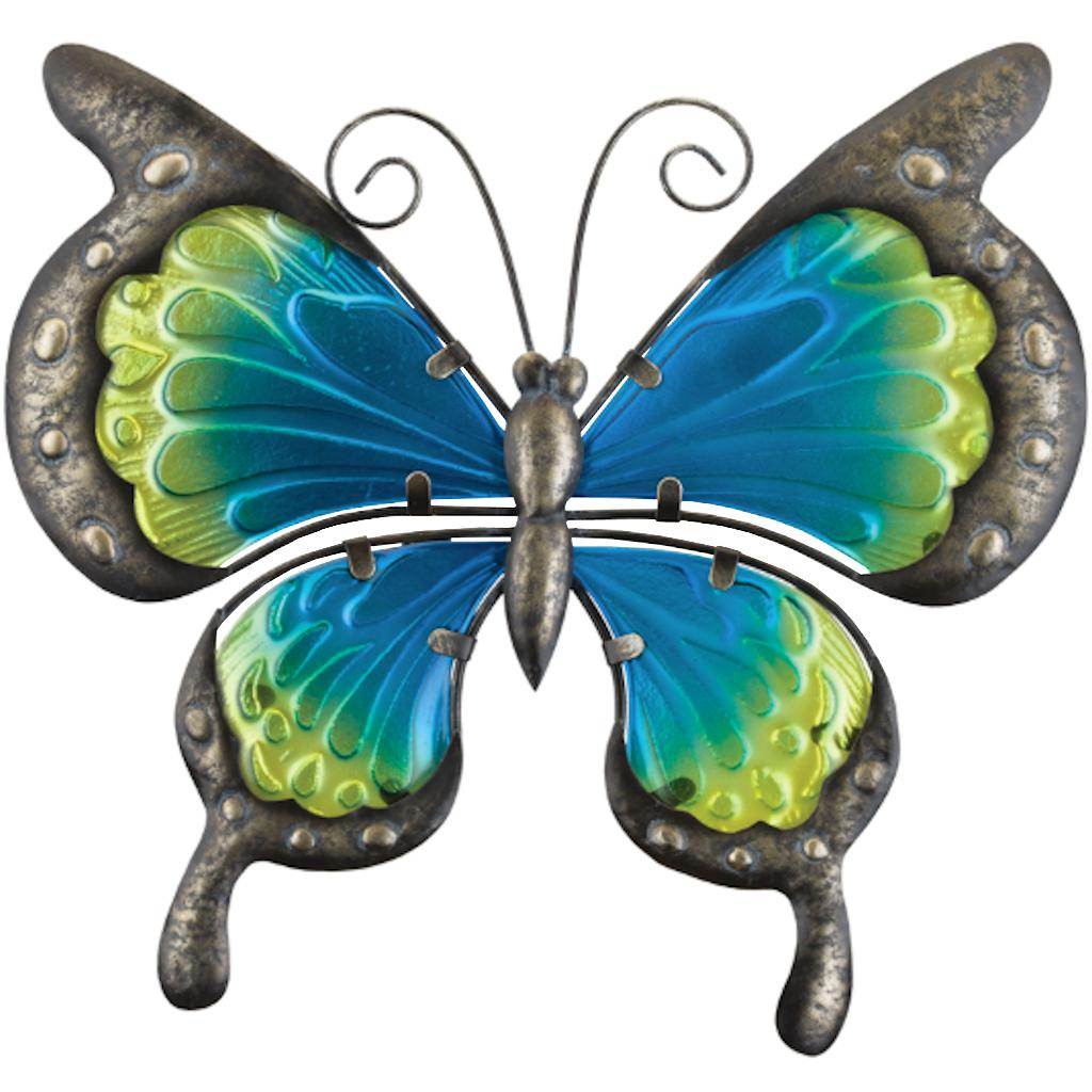 11" Green Blue Butterfly Wall Decor 1