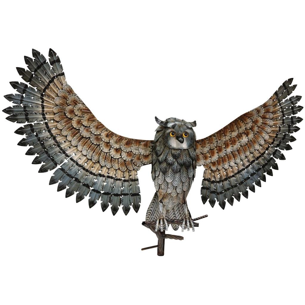 33" Grey/Brown Metal Owl Wall Decor 1