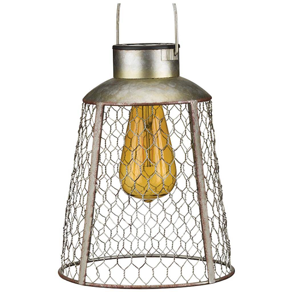 22" Bell Chicken Wire Solar Lantern 1