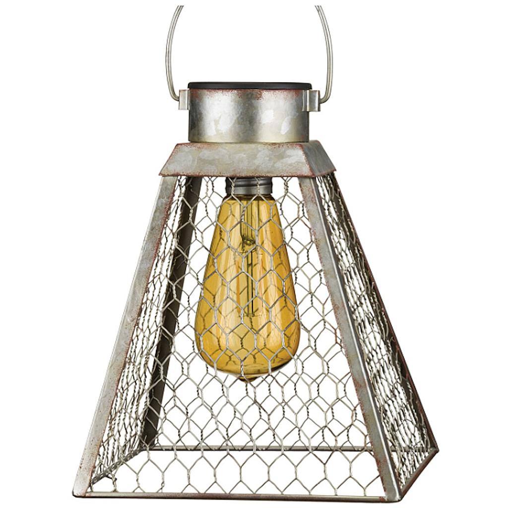 21" Pyramid Chicken Wire Solar Lantern 1